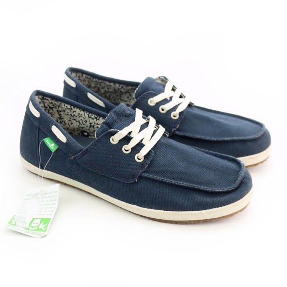 Sanuk Casa Barco Navy Blue Boat Shoes NEW! - Picture 1 of 6